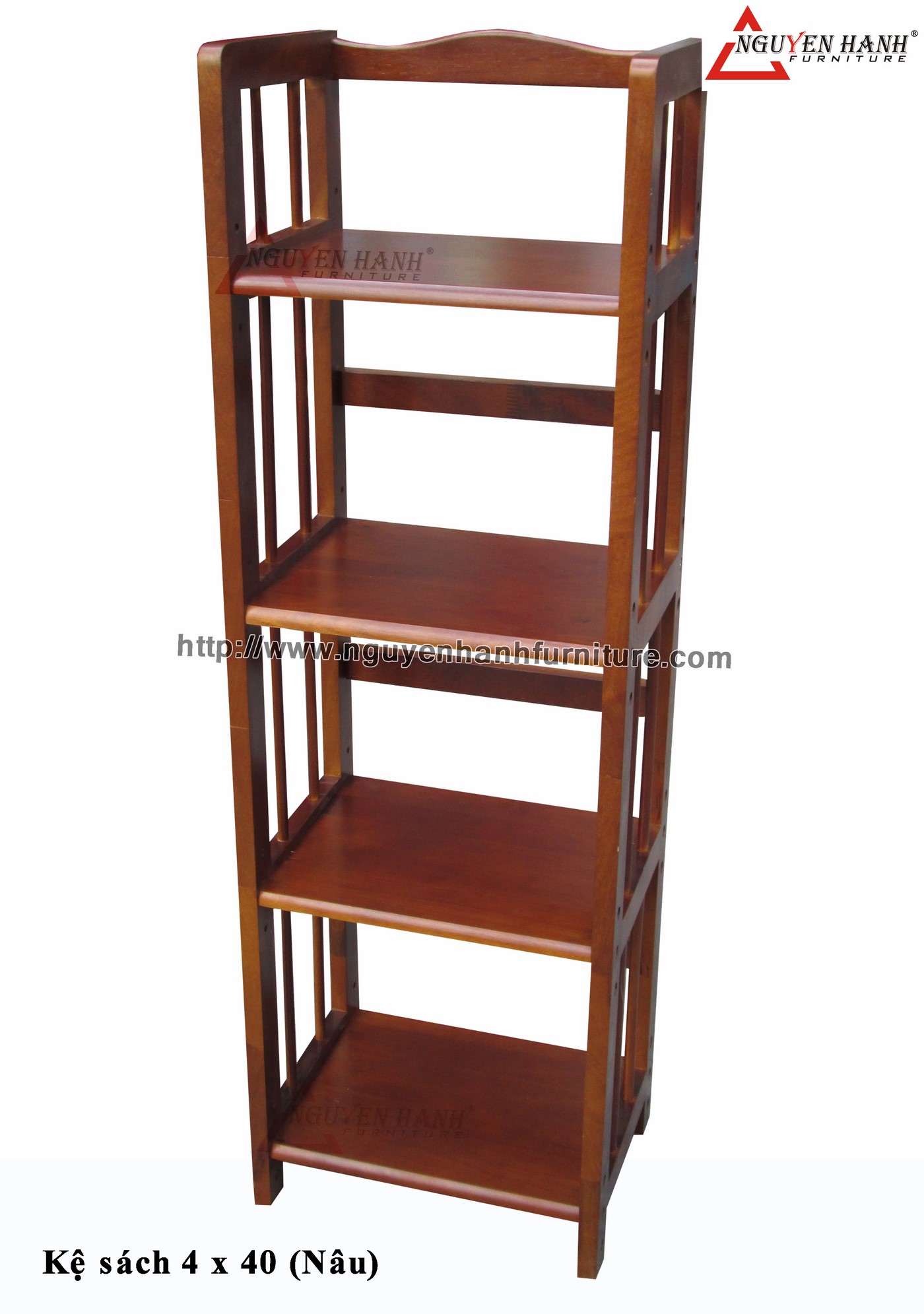 Name product: 4 storey Adjustable Bookshelf 40 (Brown) -  Dimensions: 40 x 28 x 120 (H) - Description: Wood natural rubber
